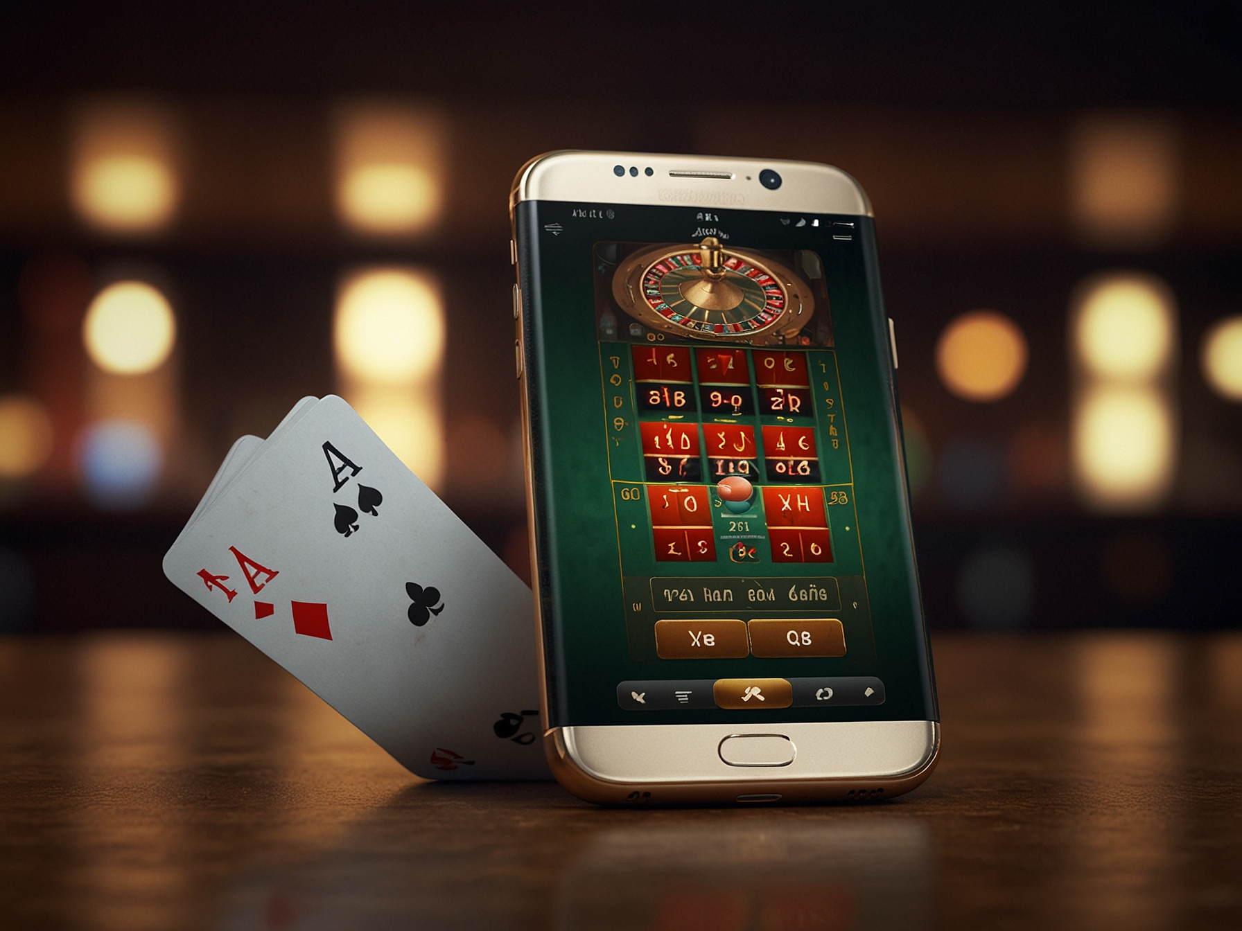 App-Icons und Smartphone mit Casino-App