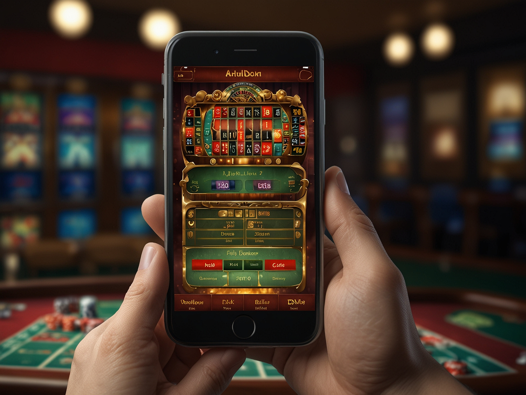 Smartphone mit mobiler Casino-Seite